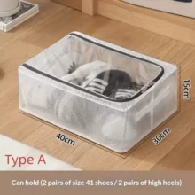 1pc Rectangular Shoe Box, Transparent PVC Material, Multi-Functional Storage, Steel Frame Support, With 2 Removable Windows, Suitable For Sneakers And High Heels, Can Be Placed Under Bed, Dust-Proof Foldable Underbed Shoe Box - Multicolor - View 11
