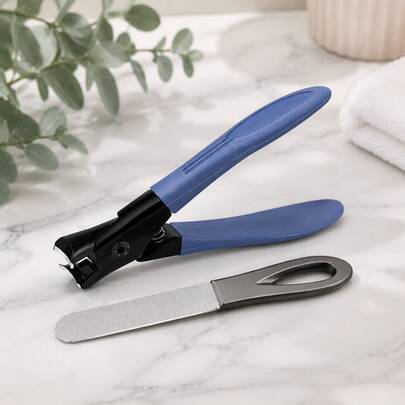 Wide Opening Anti-Splash Nail Clipper & Nail File 2Pcs Set