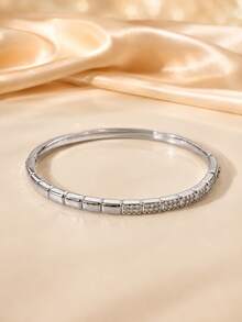 1pc Luxury Geometric Style Zirconia Inlaid Square Pave Segmented Bracelet For Women, Recommended For Shopping, Annual Meeting, Dating, Party, Vacation And Travel - Bracelet - View 7