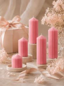 Pink Giant Tooth Pillar Candle, Decorative Shaped Candle, Smokeless Soy Wax, Multiple Sizes, Suitable For Daily Decor, Wedding Scene Arrangement, Birthday Party Atmosphere, Dining Table, Living Room, Counter Display, Christmas, Halloween, Holiday Gift - Pink - View 5