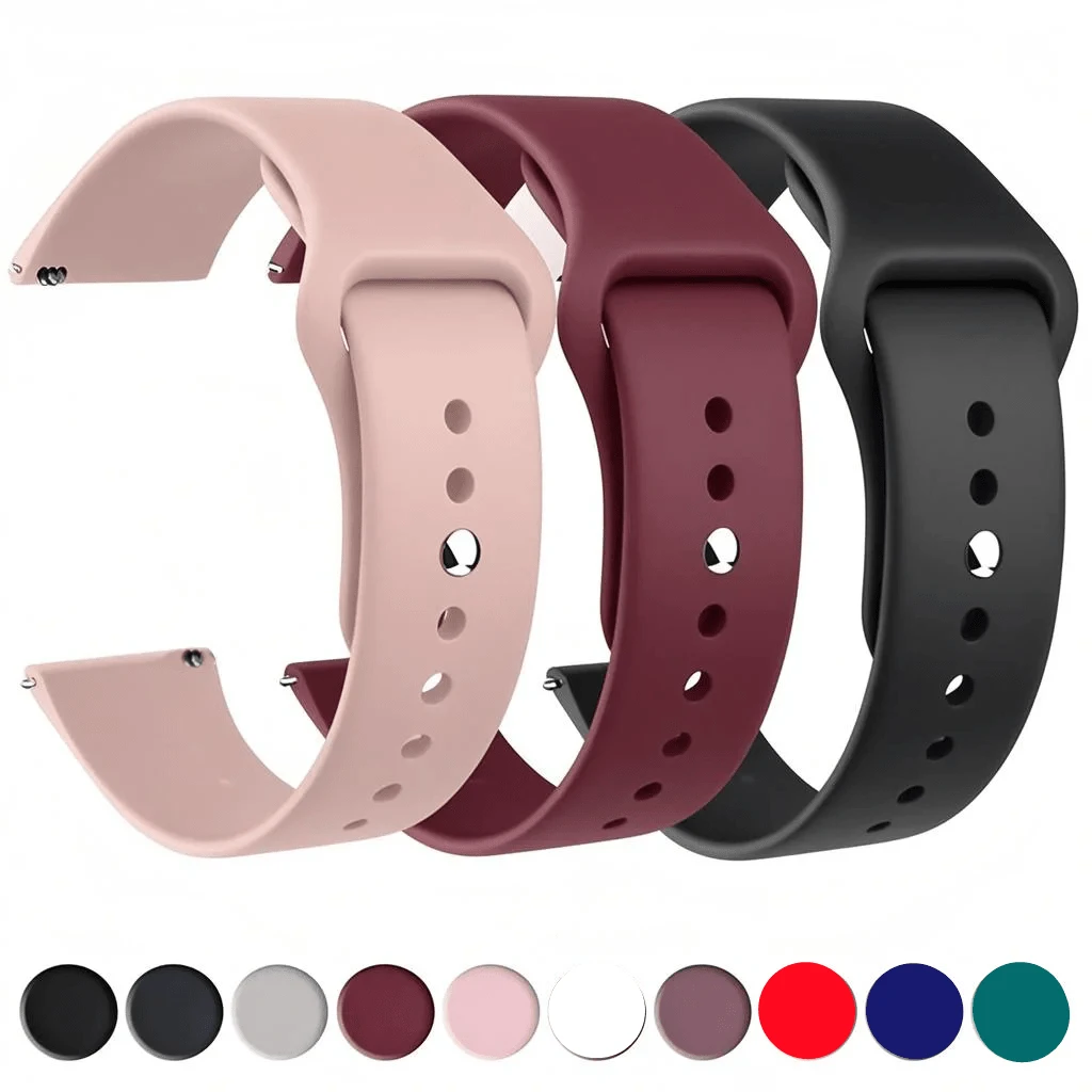 18mm 20mm 22mm 矽膠錶帶適用於 Galaxy Watch7/6/5/Pro/4 Classic、 Watch GT5-4-2-2e-3-3 Pro、Vivoactive 3 4 5、Forerunner 645 與 Forerunner 245 手腕錶帶