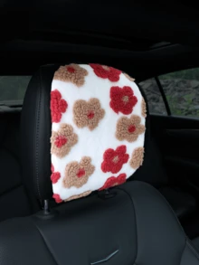 Warm Soft Fluffy 3D Floral Pattern Car Headrest Cover, Removable And Washable Car Interior Accessory, Suitable For Seats And Headrests, Fit For Women, Winter, Car Accessories For Women - Jacquard Pillowcase - View 10