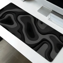 1pc Oversized Gaming Desk Pad And Mouse Pad - Black & Gray Swirl Design, Non-Slip Surface, Extended Keyboard Coverage, Fiber Rubber Base, Suitable For PC/Office/Home Computer Desk Pad, Compatible With PC, Laptop And Gaming Devices (Marble Texture, Rectangular) - Multicolor - View 10