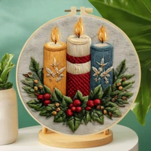 Handmade DIY Embroidery Set, 20x20cm/7.9x7.9 Inches, Christmas Theme, Beginner, Including Embroidery Cloth, Instruction Manual, Embroidery Frame And Needle And Thread, Holiday Gift For Friends Or Family, Decorative Handmade Artwork - A - View 4