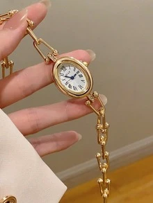 1件女款石英手錶，珠飾設計，時尚優雅風格，適合日常配戴，生日/畢業禮物，休閒聚會 - 金色 - 查看 8