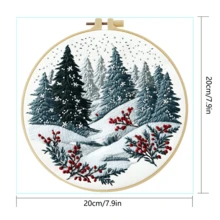 Handmade DIY Embroidery Set, 20x20cm/7.9x7.9 Inches, Christmas Theme, Beginner, Including Embroidery Cloth, Instruction Manual, Embroidery Frame And Needle And Thread, Holiday Gift For Friends Or Family, Decorative Handmade Artwork - A - View 8