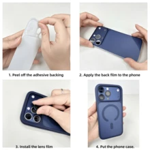 Orange Color Change Phone Case Set (Soft Back Sticker + Lens Film + Matte Texture Phone Case), Compatible With IPhone 13Pro/14Pro/15Pro/16 Pro Max, Helps Upgrade Phone To 17 Pro/17Pro Max Appearance, Full Protection, Matte Cool Texture, Phone Lens Film - Orange - View 7