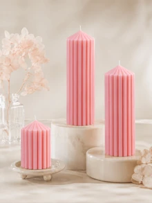 Pink Giant Tooth Pillar Candle, Decorative Shaped Candle, Smokeless Soy Wax, Multiple Sizes, Suitable For Daily Decor, Wedding Scene Arrangement, Birthday Party Atmosphere, Dining Table, Living Room, Counter Display, Christmas, Halloween, Holiday Gift - Pink - View 8