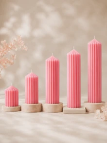 Pink Giant Tooth Pillar Candle, Decorative Shaped Candle, Smokeless Soy Wax, Multiple Sizes, Suitable For Daily Decor, Wedding Scene Arrangement, Birthday Party Atmosphere, Dining Table, Living Room, Counter Display, Christmas, Halloween, Holiday Gift - Pink - View 6
