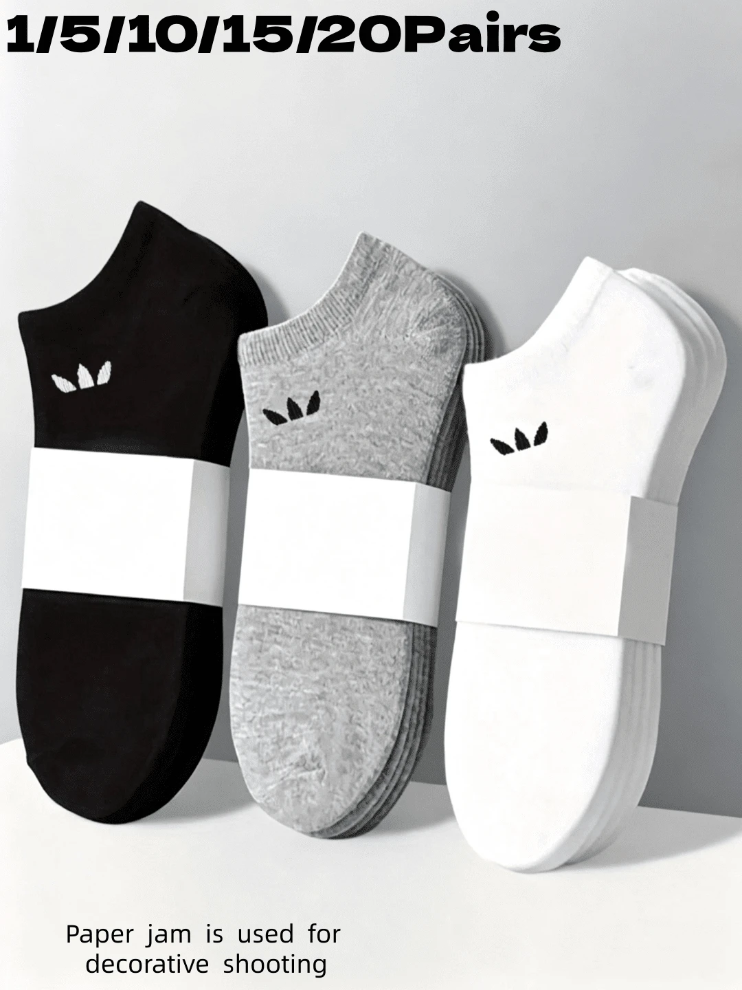 1/5/10/15/20 Pairs Socks, Men's Socks, Short Socks, White Socks, Grey Socks, Black Socks, Women's Socks - Multicolor - View 1