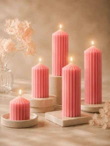 Pink Giant Tooth Pillar Candle, Decorative Shaped Candle, Smokeless Soy Wax, Multiple Sizes, Suitable For Daily Decor, Wedding Scene Arrangement, Birthday Party Atmosphere, Dining Table, Living Room, Counter Display, Christmas, Halloween, Holiday Gift - Pink - View 1