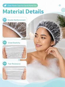 1/10/30/50/100 buah Topi Mandi Sekali Pakai Transparan Tanpa Cuci, Topi Mandi Elastis Tahan Air, Ukuran Besar Tebal Elastisitas Tinggi, Cocok untuk Mandi dan Perawatan Rambut, Praktis untuk Perjalanan - MultiWarna - View 9