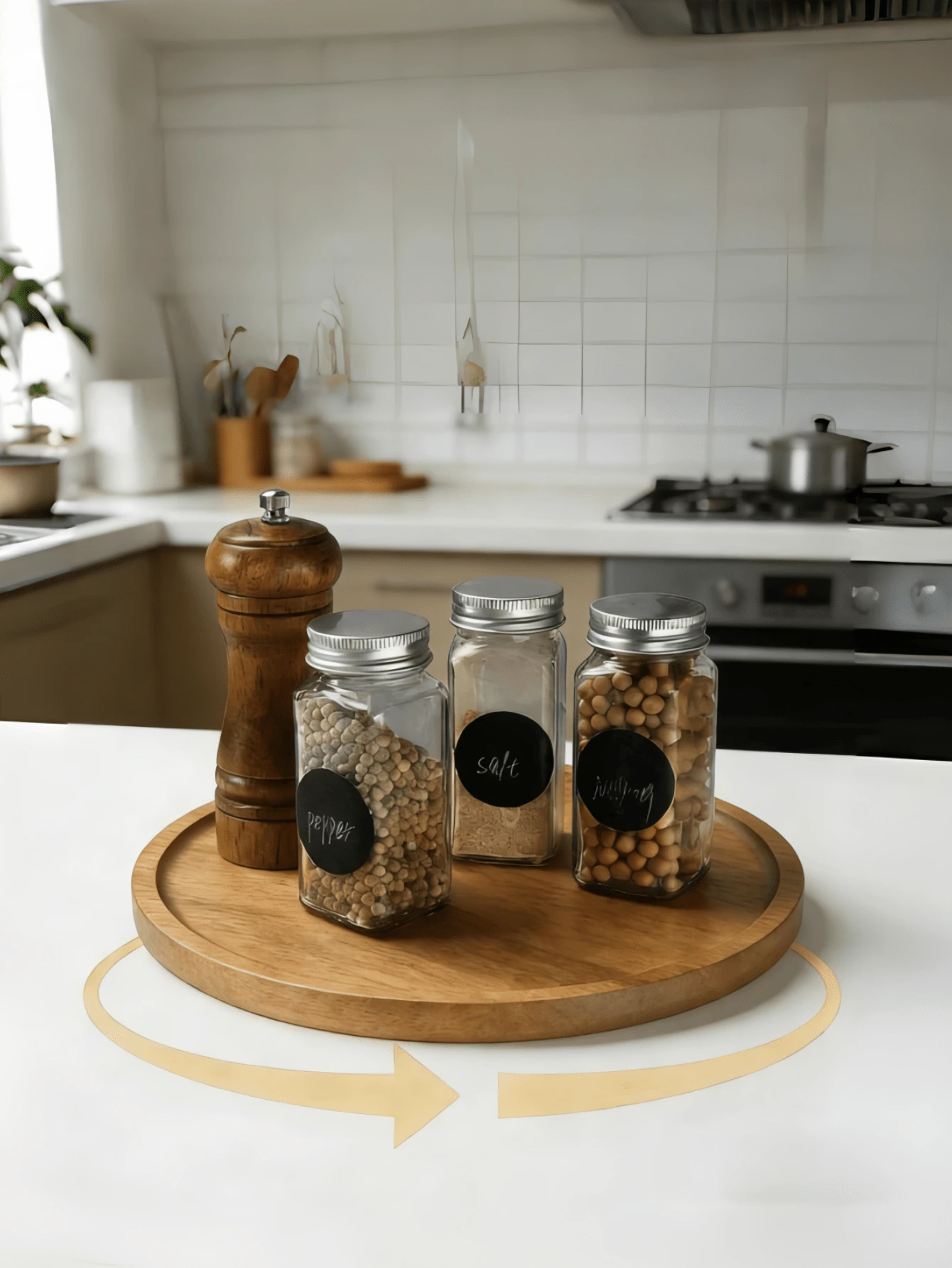 1/2pcs Kitchen Spice Rack, Kitchen Storage Rack, Kitchen Supplies, Wooden Tray, Spice Container, Kitchen Storage Items, Tray, Kitchen Decor, Rotating Tray, Solid Wood Tray, 8-Inch Round Multifunctional Tray, Round Wooden Spice Rack, Kitchen Organizer Rack, Cabinet Rotating Tray, Countertop, Table Or Dining Room, Holiday Gift, Home Kitchen Storage Tray, Kitchen Gadgets, Suitable For Halloween, Christmas And Other Holidays - Chocolate Brown - View 1