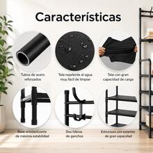 Perchero zapatera 2 en 1 organizador rack de estante con ganchos y 5 niveles - Multicolor - Ver 4