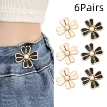 4/6/8Pairs Pants Waist Tightener, Loose Jeans Button, Seamless And Tool-Free Jeans Button Tightener, Adjustable Jeans Button Tightener, 8-Petal Flower Instant Button Pin - Multicolor - View 14