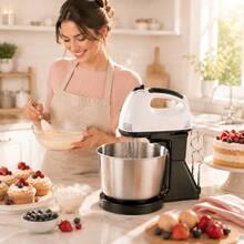 ISRBV 1pc Household Electric Handheld Egg Beater With Unpowered Vertical Stand For Self-Assembly. Mini Stand Mixer.5-Speed. This Multi-Functional Compact Baking Tool Fits Baking Beginners Perfectly For Daily Kitchen Pastry Making. - 查看 4
