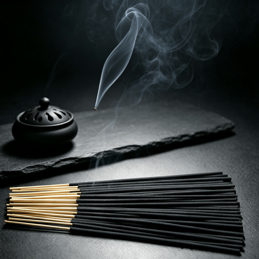 High-Quality Black Cherry Blossom Long Bamboo Incense Sticks, (8.66 Inch Long), Essential Oil Soaked Handmade Incense Sticks, Rich Aroma, Long-Lasting Burn, Creates Aesthetic Smoke Effect, Suitable For Air Purification, Meditation, Yoga, Reading And More