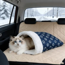 Comfortable And Warm Winter Cat Bed, Soft Plush Cat Sleeping Bag, Portable Cat Bed Suitable For Indoor Cats, 360° Enclosed Cat Hideout Suitable For Cats And Small Dogs, Suitable For 8.82-17.64 Lbs Cats (Cute Pattern) - Multicolor - View 10