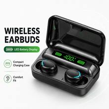 Briame Wireless Earbuds In-Ear Headphones With LED Battery Display Charging Case Black - View 2