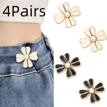 4/6/8Pairs Pants Waist Tightener, Loose Jeans Button, Seamless And Tool-Free Jeans Button Tightener, Adjustable Jeans Button Tightener, 8-Petal Flower Instant Button Pin - Multicolor - View 21