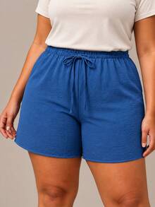 Kit 5 Shorts Plus Size Feminino em Tecido Duna Premium, Cós com Elástico, Cordão Decorativo, Cor Lisa, Confortável, Leve, Casual, Ideal para Verão, Praia, Passeio e Dia a Dia, G1 G2  G3 - Multicolorido - Visão 5