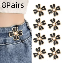 4/6/8Pairs Pants Waist Tightener, Loose Jeans Button, Seamless And Tool-Free Jeans Button Tightener, Adjustable Jeans Button Tightener, 8-Petal Flower Instant Button Pin - Multicolor - View 16