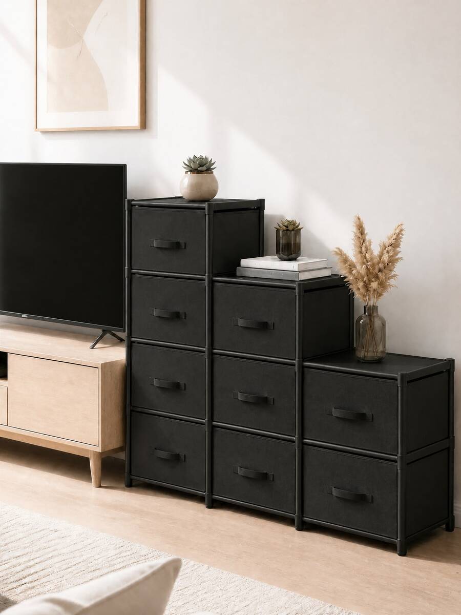 Drawer Storage Cabinet - Siyah - Görünüm 1