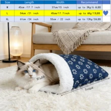 Comfortable And Warm Winter Cat Bed, Soft Plush Cat Sleeping Bag, Portable Cat Bed Suitable For Indoor Cats, 360° Enclosed Cat Hideout Suitable For Cats And Small Dogs, Suitable For 8.82-17.64 Lbs Cats (Cute Pattern) - Multicolor - View 18