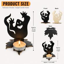 1 pieza Portavelas de Halloween, Portavelas de Linterna Negra Siniestra, Portavelas de Fantasma de Terror Vintage para Decoración de Mesa - Talla única para todos - Ver 4