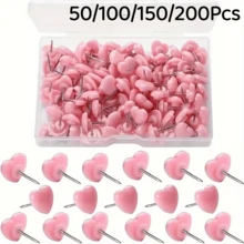 50/100/150/200入 粉色與紅色心形圖釘，鐵製，適用於居家、學校與辦公室裝飾，附盒裝 - 多色 - 查看 1