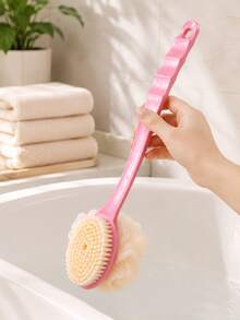 1pc Long Handle Bath Brush, Multi-Function Back Scrubbing Exfoliating Shower Cleaning Brush - Multicolor - View 6