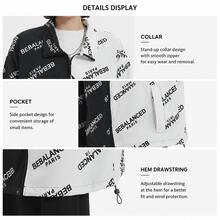 1pc Women's Sports Outdoor Style Letter Print Colorblock Baseball Jacket Zip-Up Cardigan Cycling Climbing Top Loose Fit Adjustable Hem - Black and White - View 9