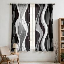 2 piezas Cortinas con diseño de líneas abstractas modernas multicolor - Diseño de bolsillo para barra, protección de privacidad, fácil instalación, adecuado para dormitorio, sala de estar, baño y otra decoración diaria, lavable a máquina, impreso digitalmente, material 100% poliéster, buena transmisión de luz, cortinas decorativas transparentes, 90g/m² - Multicolor - Ver 11