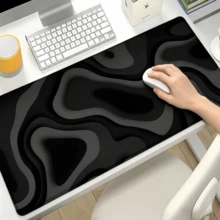 1pc Oversized Gaming Desk Pad And Mouse Pad - Black & Gray Swirl Design, Non-Slip Surface, Extended Keyboard Coverage, Fiber Rubber Base, Suitable For PC/Office/Home Computer Desk Pad, Compatible With PC, Laptop And Gaming Devices (Marble Texture, Rectangular) - Multicolor - View 5