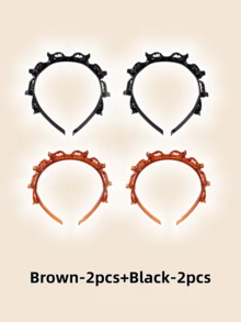 4/2/1pc Women's Multi-Clip Headband, Non-Slip Comfortable Woven Hairband With Multiple Small Clips, Black And Amber Dual-Color Hair Styling Tool, Simple DIY Hair Accessory For Daily Makeup, Face Washing, Sports And Party, Suitable For All Hairstyles, Unbreakable Plastic Hair Frame - Multicolor - View 11