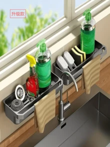3pcs Multi-Color Wall Mounted Storage Shelf With Hooks - Heavy Duty Plastic Adhesive No-Drill, Space-Saving Bathroom And Kitchen Organizer, No-Drill Installation Kitchen Utensils, Shower Caddy System, Multi-Tier Shelf For Toiletries, Cosmetics, Kitchen Essentials, Shower Caddy - Multicolor - View 7