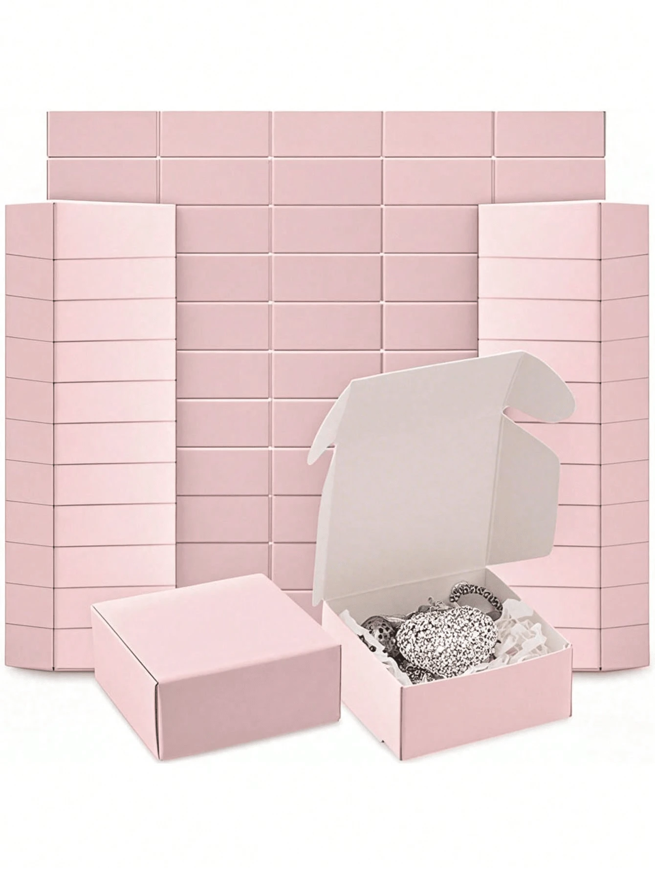 50pcs Pink Cardboard Packaging Boxes, Mini Cardboard Gift Boxes, Small Paper Boxes. These Pink Mini Packaging Boxes Are Shaped Like Airplanes, Very Practical And Suitable For Packaging Rings, Earrings And Other Accessories. Suitable For Weddings, Birthdays, Festivals, Christmas And Other Occasions, Also Can Be Used For Jewelry Display Or Packaging Purposes. In Addition, These Packaging Boxes Can Also Be Used As Party Gifts Or DIY Gift Boxes. - Multicolor - View 1