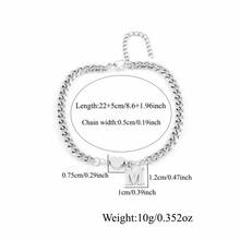 1件新款經典愛心字母吊墜銀色不鏽鋼鏈條腳鍊 女款 - 銀色 - 查看 2