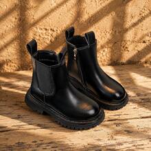 Tibanyu Children's Chelsea Boots, Boys & Girls Short Ankle Boots With Side Zipper, Thick Sole Comfortable Winter Shoes - Black - View 11