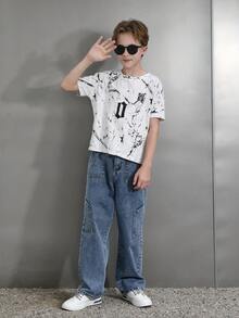 Boys' Denim Jeans Spring/Autumn Straight Leg Pants 2026 New Style Casual Long Pants For Middle And Older Children - Medium Wash - View 8