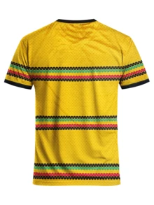 Jamaica Style Customized Men's Soccer Jersey & Customizable Name & Number & Round Neck Soft Lightweight Sports Top & Yellow Summer - Yellow - View 4
