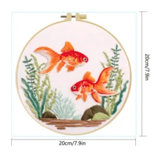手工DIY刺繡套件 20x20cm/7.9x7.9英吋 水下動物 初學者適用 包含刺繡布、說明書、刺繡繃框與針線 適合送給朋友或家人的節日禮物 裝飾性手工藝術品 - A - 查看 8