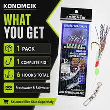 1 Pack Rainbow Flash Sabiki Rig With 6 Gold Hooks, Glow Beads And Iridescent Fish Skin, Ready-Tied Fishing Bait Rig For Freshwater And Saltwater - Violet Purple - View 2