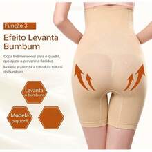 Cinta Modeladora Short Tira Barriga C/ Barbatanas Não Enrola - Bege - Visão 4