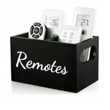 1 Peça Caixa de Armazenamento de Controle Remoto, Organizador de Controle Remoto de TV, Suporte de Controle Remoto de Mesa, Caixa de Controle Remoto de Madeira para Cabeceira, Caixa de Armazenamento para Cabeceira - Multicolorido - Visão 2