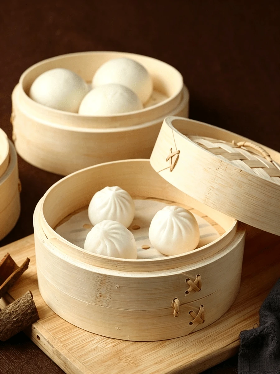 1 Set Bamboo Steamer, Double Layer Bamboo Steamer (15cm, 18cm, 21cm), Stackable Design, Suitable For Steaming Dumplings, Vegetables And Fish, Ensures Even Heat Distribution And Healthier Cooking - View 1