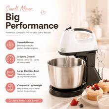 ISRBV 1pc Household Electric Handheld Egg Beater With Unpowered Vertical Stand For Self-Assembly. Mini Stand Mixer.5-Speed. This Multi-Functional Compact Baking Tool Fits Baking Beginners Perfectly For Daily Kitchen Pastry Making. - 查看 3