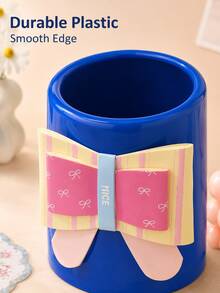 Cute Bowknot Decor Desktop Storage Bucket, Multi-Color Cylindrical Pen Holder, Suitable For Pens, Stationery And Small Desktop Items, 14x12x15cm Compact Size, Suitable For Office And Desk - Multicolor - View 7