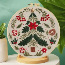 Handmade DIY Embroidery Set, 20x20cm/7.9x7.9 Inches, Christmas Theme, Beginner, Including Embroidery Cloth, Instruction Manual, Embroidery Frame And Needle And Thread, Holiday Gift For Friends Or Family, Decorative Handmade Artwork - A - View 5