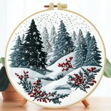 Handmade DIY Embroidery Set, 20x20cm/7.9x7.9 Inches, Christmas Theme, Beginner, Including Embroidery Cloth, Instruction Manual, Embroidery Frame And Needle And Thread, Holiday Gift For Friends Or Family, Decorative Handmade Artwork - A - View 17